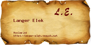 Langer Elek névjegykártya